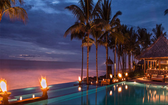 The Legian Bali Pool and View at Sunset