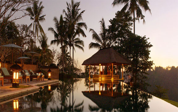 Amandari Ubud Bali Swimming Pool Sunset