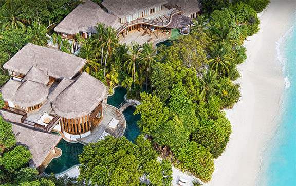Soneva-Fushi-Maldives-Resort-Over-Private-Beach-Resort-Aerial-View