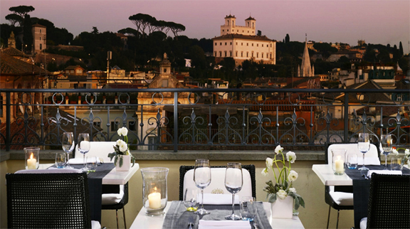 The-First-Luxury-Art-Hotel-Rome-Italy-Dining-Restaurant-View
