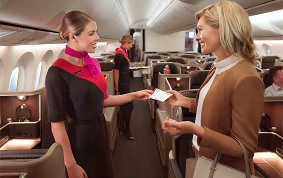 Qantas Business class cabin